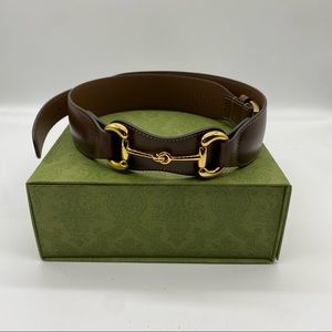 Gucci Horsebit Leather Belt Brown Beige Size 80 (Small)